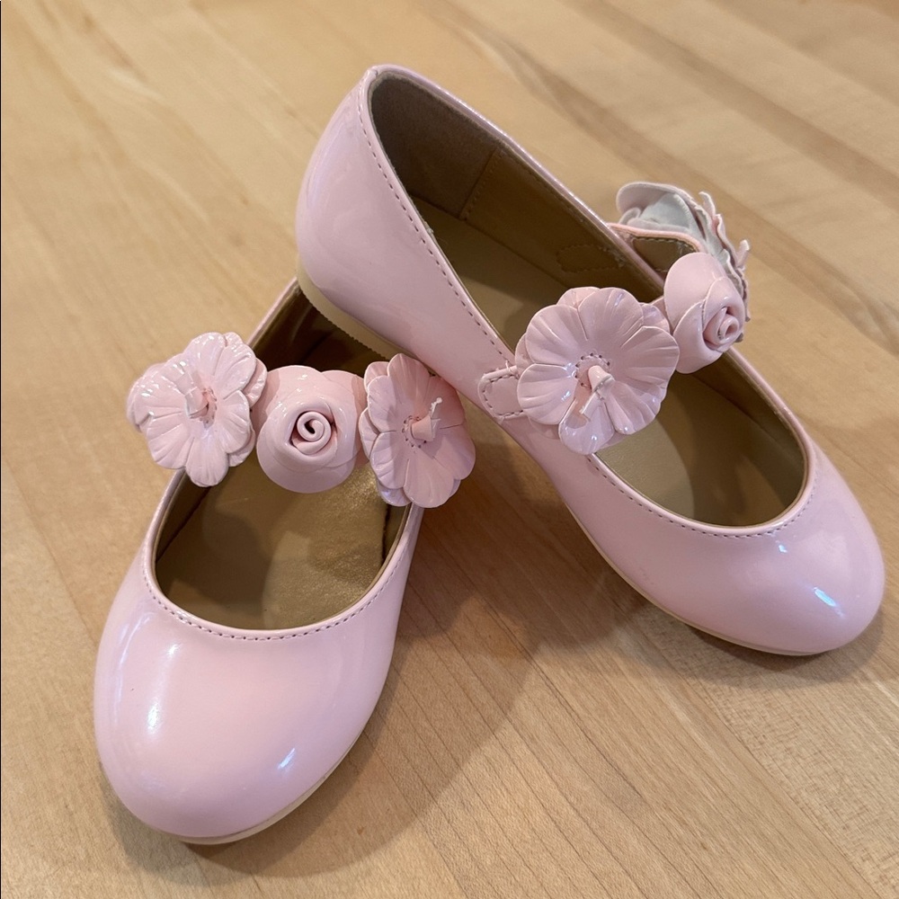 Janie and Jack Pink Patent Floral Ballet Flats